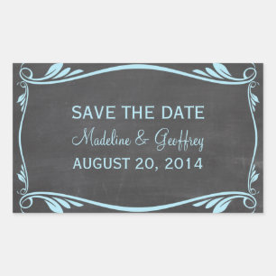 Blue Flourish Chalkboard Save the Date Stickers