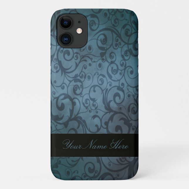 Blue Flourish Personalised Case-Mate iPhone Case (Back)