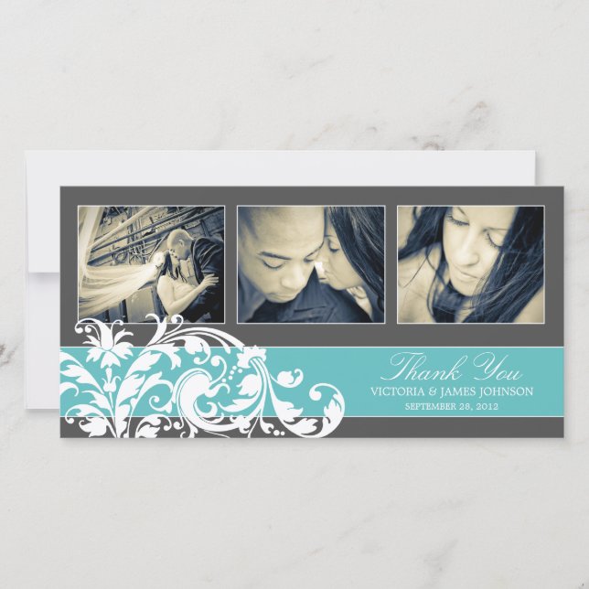 BLUE FLOURISH | WEDDING THANK YOU CARD (Front)