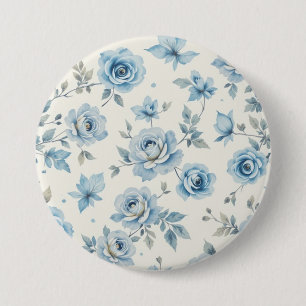 Blue flower 7.5 cm round badge
