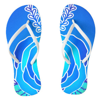 Blue Flower Abstract Style personal name Jandals