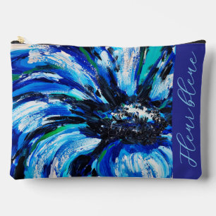 Blue flower accessory pouch