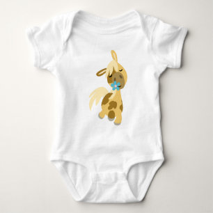 Blue Flower and Pony Baby Bodysuit