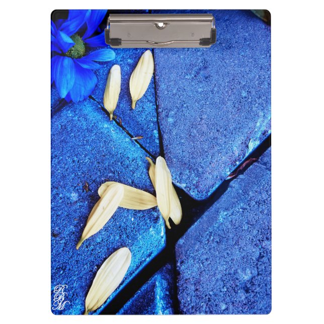 Blue Flower and Yellow Petals Clipboard (Front)