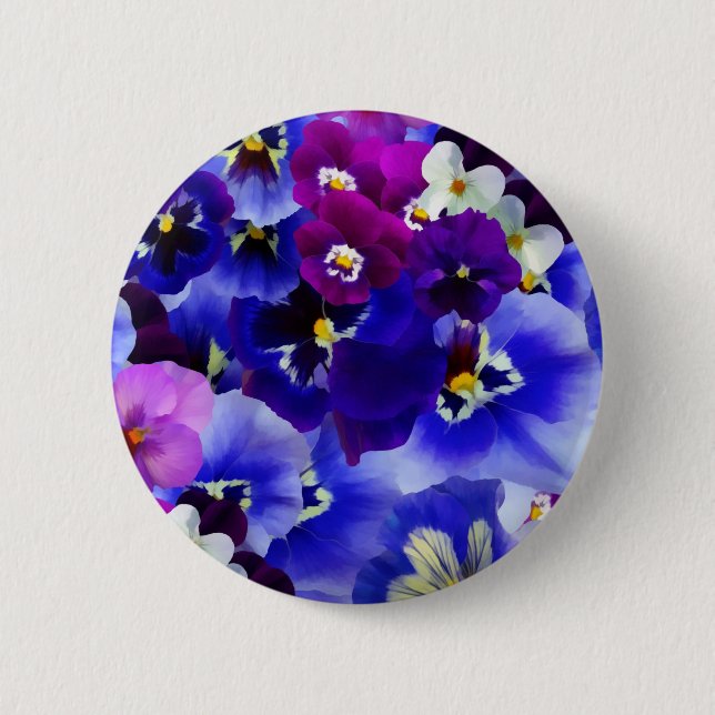Blue Flower Arrangement 6 Cm Round Badge (Front)