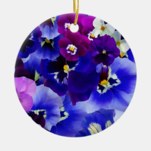 Blue Flower Arrangement Ceramic Tree Decoration