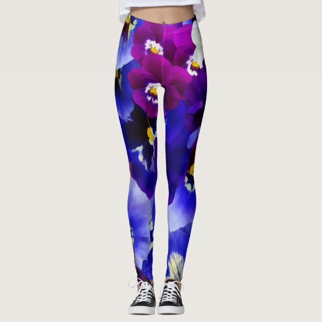 Blue Flower Arrangement Leggings (Front)