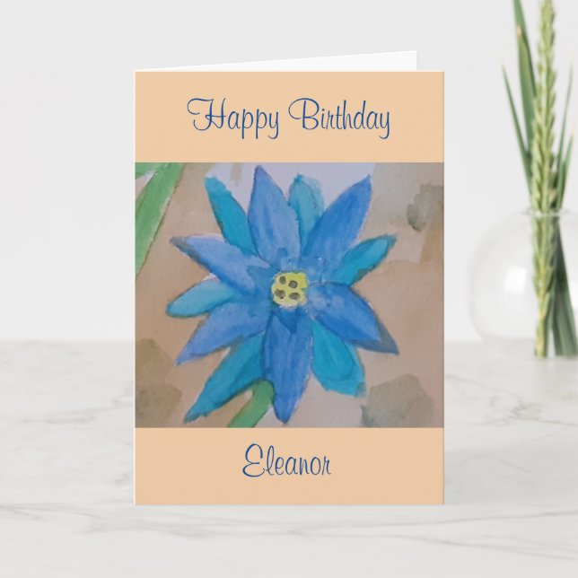 Blue Flower Birthday Card (Front)