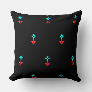 Blue Flower Black Cushion