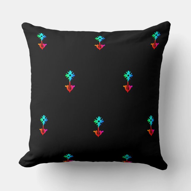 Blue Flower Black                   Cushion (Front)