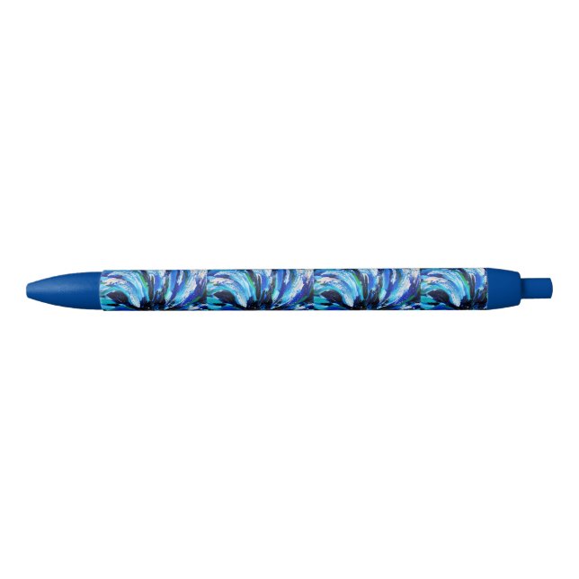 Blue flower black ink pen (Front)