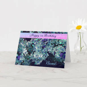 Blue Flower Blossoms Personalized Birthday  Card