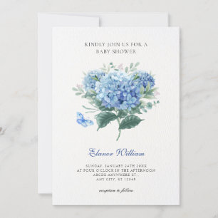 Blue flower bouquet  invitation