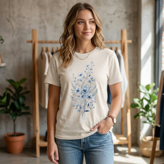 Blue Flower Bouquet Shirt, Flower Lover Shirt