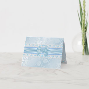 Blue Flower & Bow Thank You card