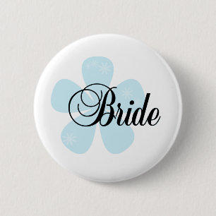 Blue Flower Bride 6 Cm Round Badge