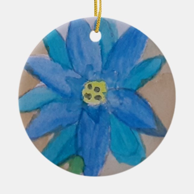 Blue Flower Ceramic Tree Decoration (Front)