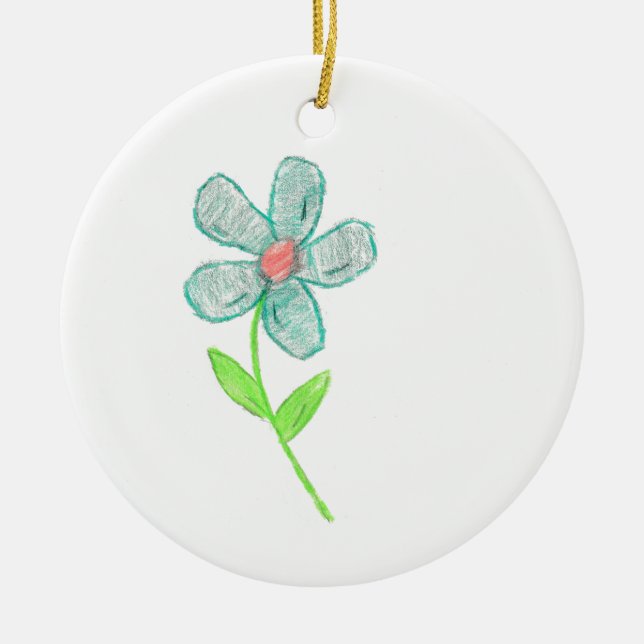 Blue Flower  Ceramic Tree Decoration (Front)