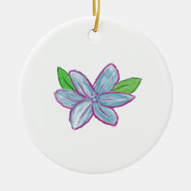 Blue Flower Ceramic Tree Decoration (Front)