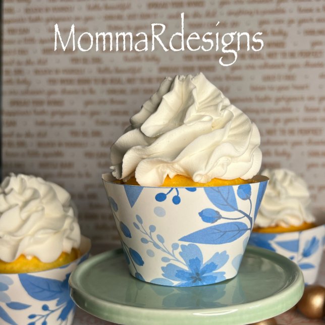 Blue flower cupcake wrapper, cupcake wrappers (Creator Uploaded)