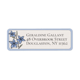 Blue Flower Custom Return Address Rounded Border 