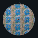 Blue Flower Dartboard<br><div class="desc">Walk through the wildflower meadow on a hot summer afternoon and you will see that it is covered in exquisite blue flowers. The petals sr in several different shades of blue clustered around a cheerful yellow center. Set on a neutral background this blue floral design is fresh and cheerful, so...</div>