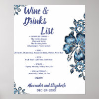 Blue Flower Drinks list Bridal Wedding