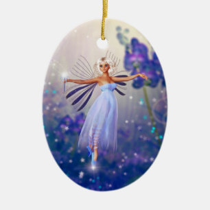 Blue Flower Fairy Ceramic Tree Decoration