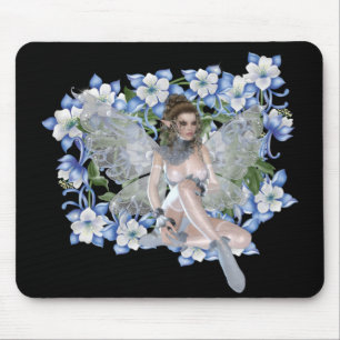 Blue Flower Fairy Design Mouse Pad