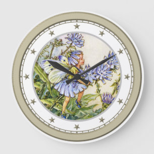 Blue Flower Fairy Large Clock
