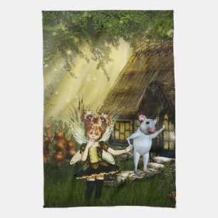 Blue Flower Fairy Tea Towel