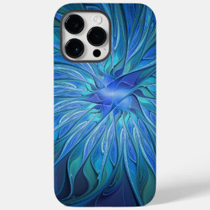 Blue Flower Fantasy Pattern, Abstract Fractal Art Case-Mate iPhone 14 Pro Max Case