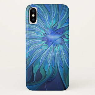 Blue Flower Fantasy Pattern, Abstract Fractal Art Case-Mate iPhone Case