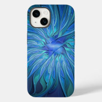 Blue Flower Fantasy Pattern, Abstract Fractal Art