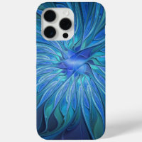 Blue Flower Fantasy Pattern, Abstract Fractal Art