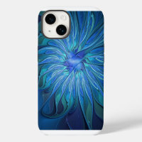 Blue Flower Fantasy Pattern, Abstract Fractal Art