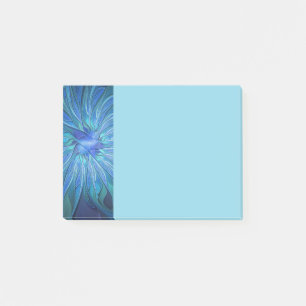 Blue Flower Fantasy Pattern, Abstract Fractal Art Post-it Notes