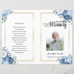 Blue Flower Funeral Program template