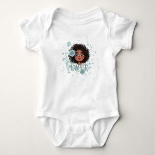 Blue flower girl, blue splash white t-shirt  baby bodysuit