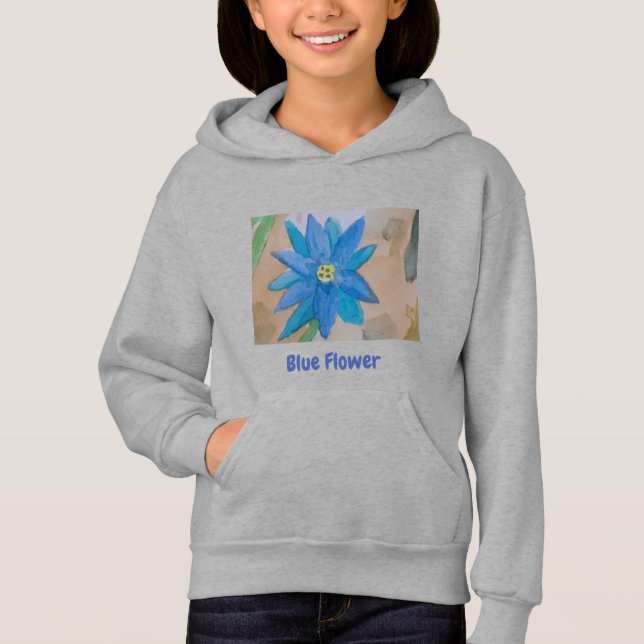 Blue Flower Girls Hoodie (Front)