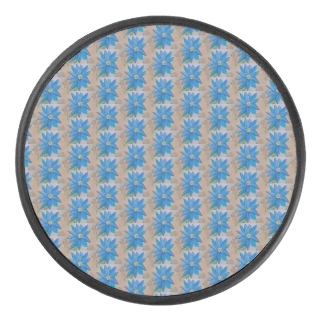 Blue Flower  Hockey Puck (Front)
