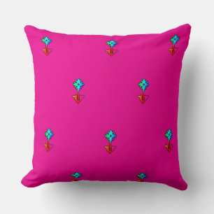 Blue Flower Hot Pink Accent Sofa                   Cushion