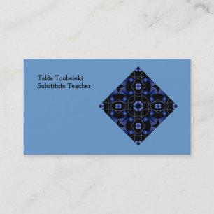 Blue Flower Kaleidoscope Art Custom Template Business Card