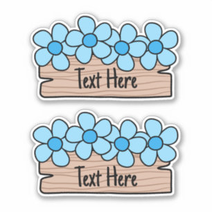Blue flower label sticker