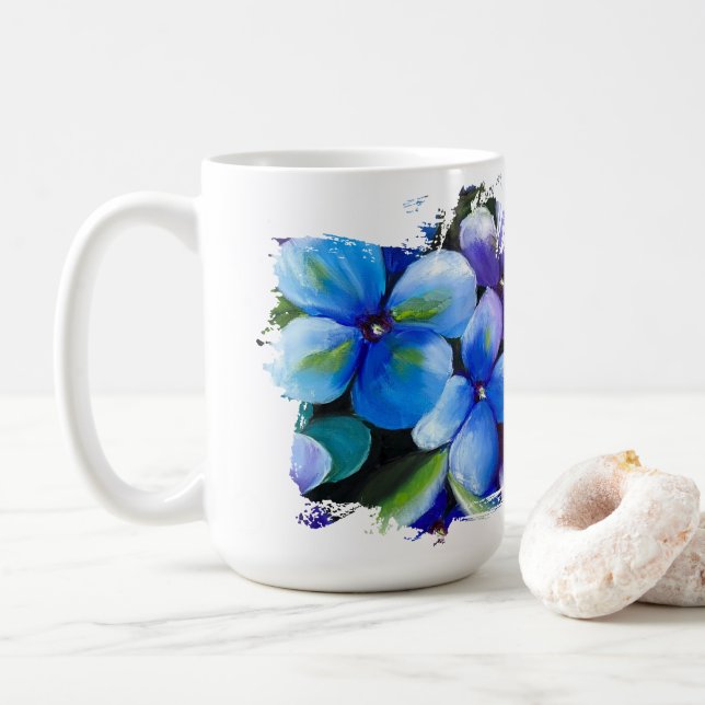 Blue flower Love is the answer love mug (With Donut)