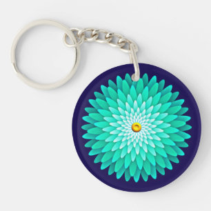 Blue Flower Mandala-68566 Key Ring