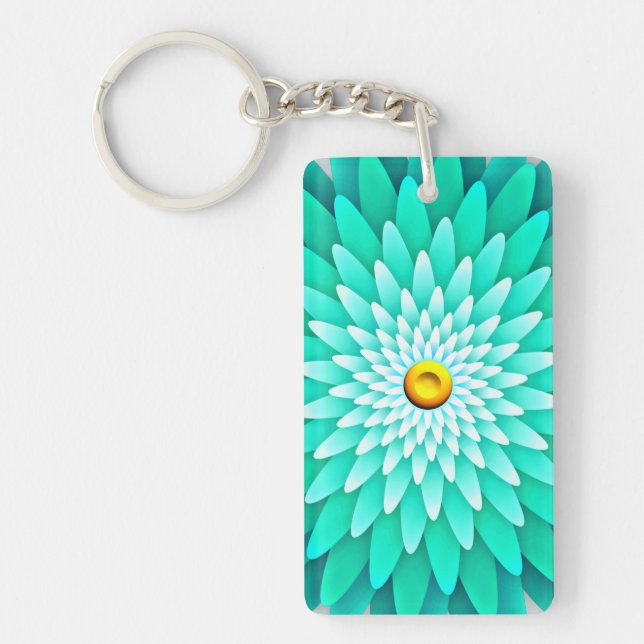 Blue Flower Mandala-68566 Key Ring (Front)