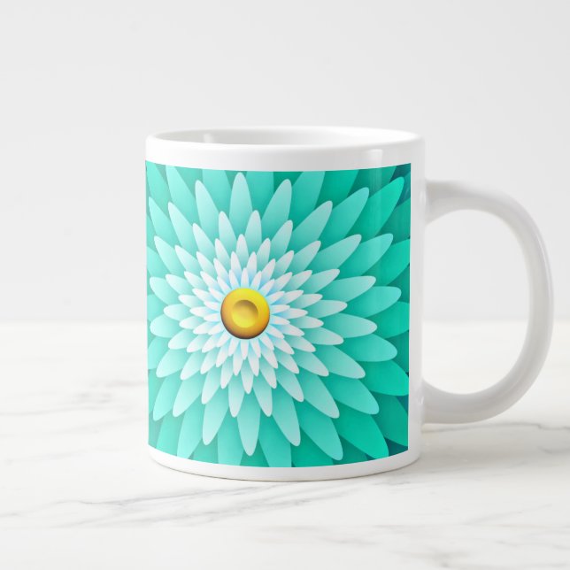 Blue Flower Mandala-68566 Large Coffee Mug (Right)