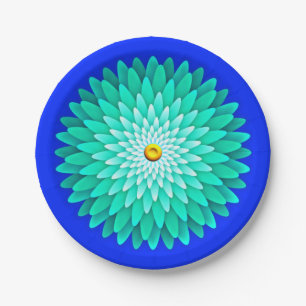 Blue Flower Mandala-68566 Paper Plate