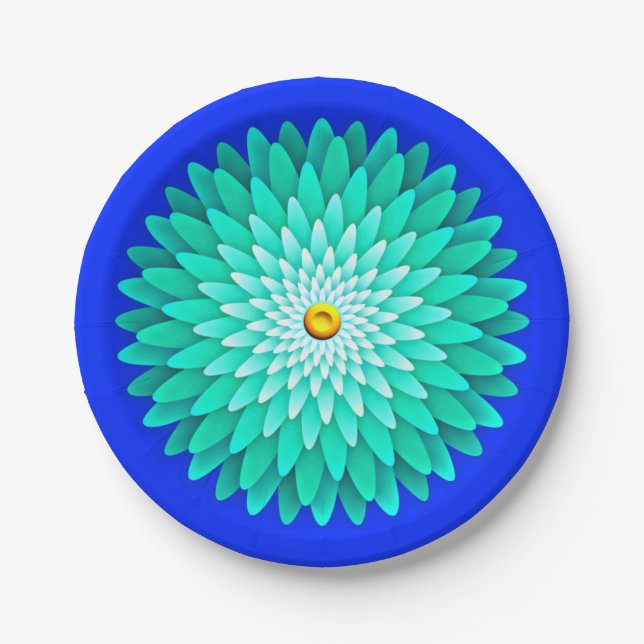 Blue Flower Mandala-68566 Paper Plate (Front)